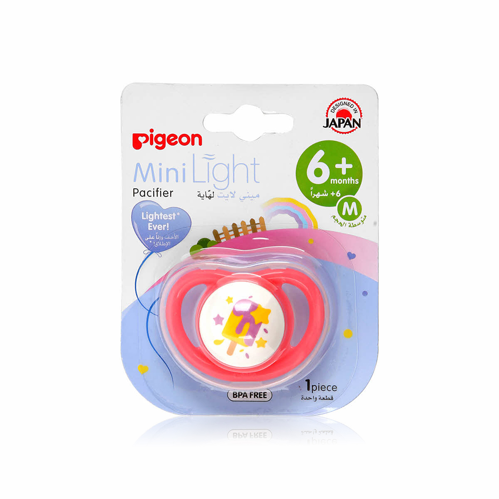 Pigeon minilight pacifier 6+m med. pink 78461
